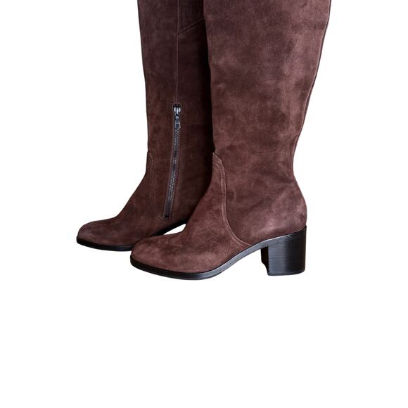 Rag & Bone Espresso Brown Suede Knee High Tall Heeled Boots Womens 37 - Picture 7 of 12